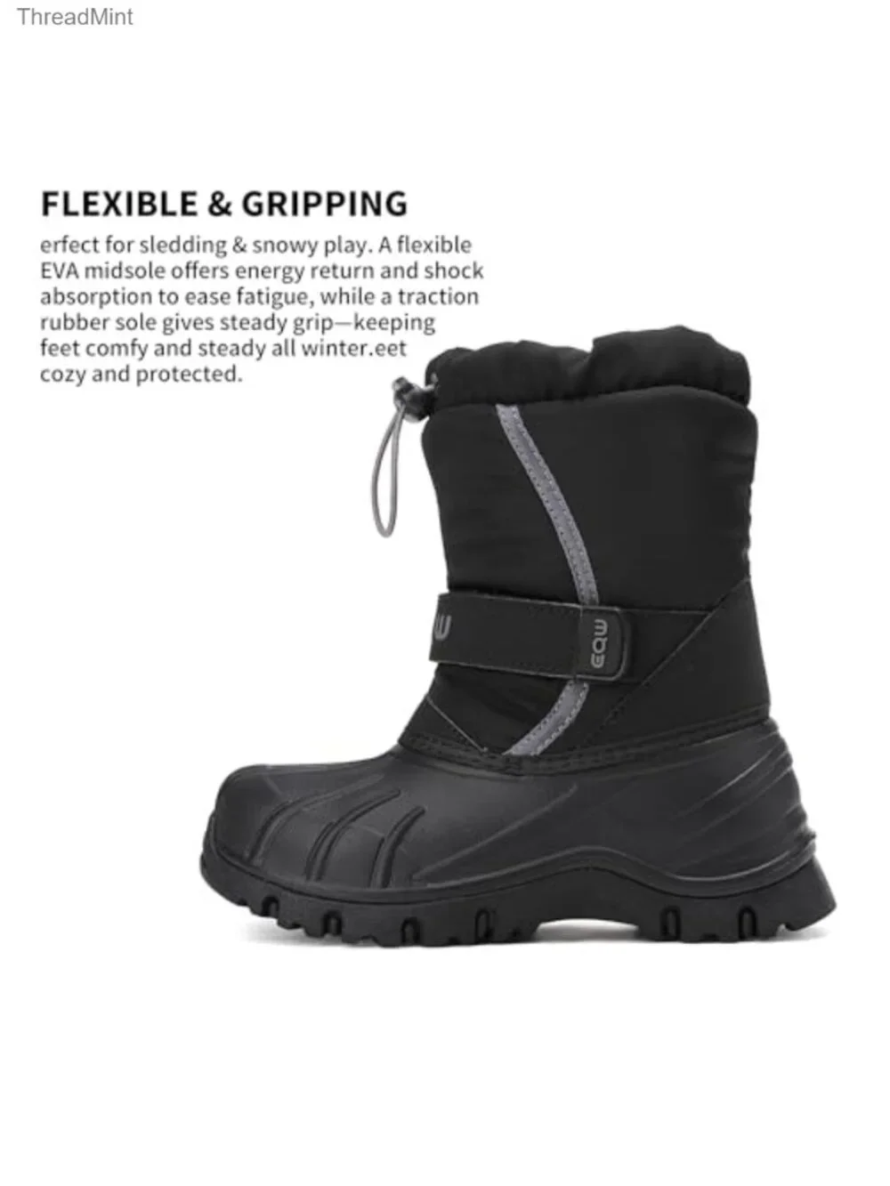 Kids Snow Boots Waterproof 300g Insulation Fur Lined Boys Girls Winter